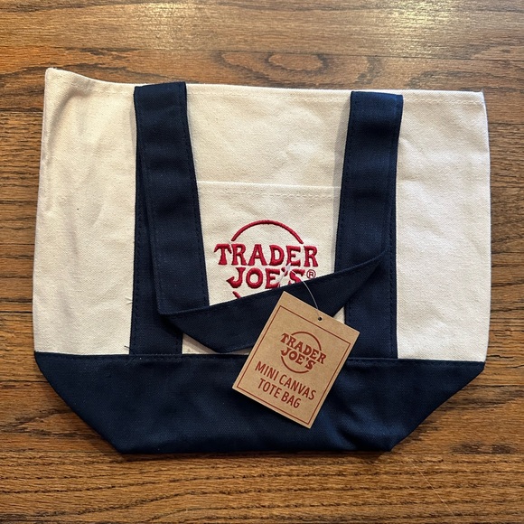 Trader Joe’s Mini Canvas Tote Bag - BLUE. NWT - Picture 5 of 7